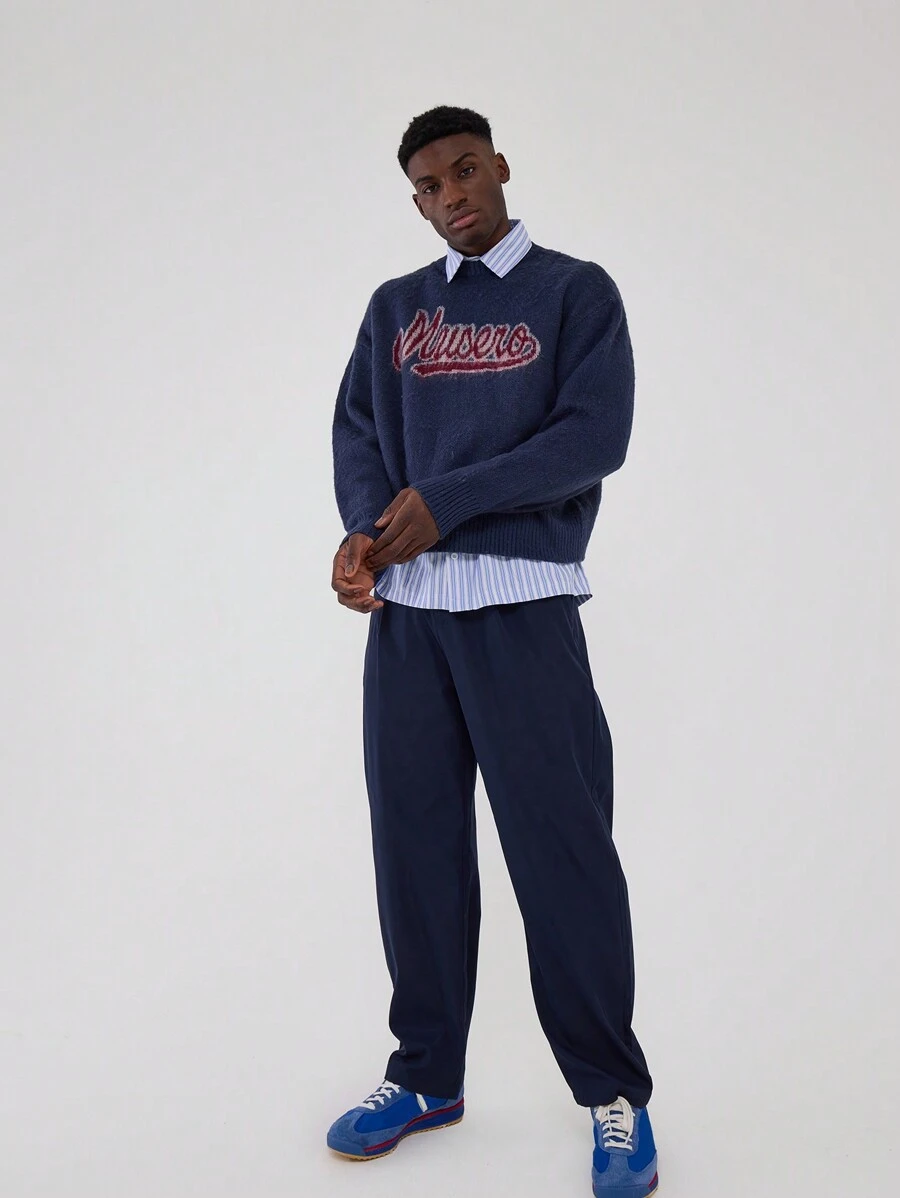 'Musero' Soft Knit Crewneck Sweatshirt - Royal Blue - View 1