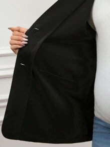 SHEIN Maternity Simple Solid Color Sleeveless Front Button Down V-Neck Tank Top - Black - View 6