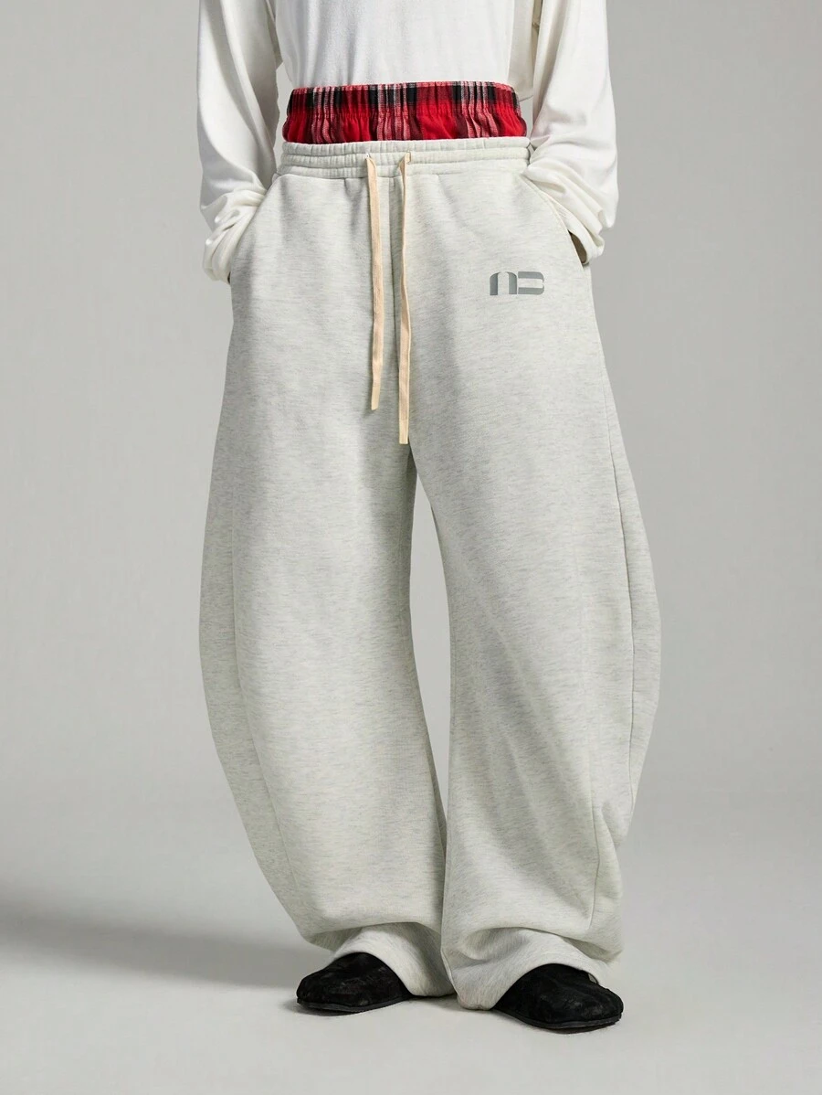 NEON BLANC 男士宽松针织抽绳运动裤，校园风，街头风