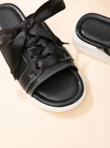 Kids Classic Black Casual Slip-On Slippers - Black - View 6