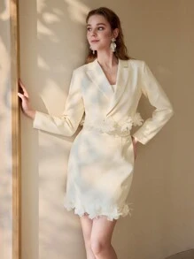 PREMIUM ÁO BLAZER CỔ VẢI ÁO KHOÁC - Màu be - Xem 4