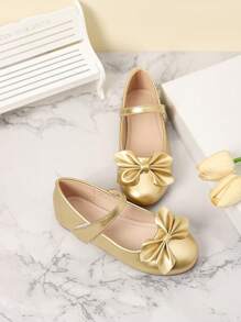 Fashionable Bowknot Flat Shoes For Girls, Autumn/Winter - Gold - View 5