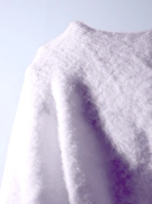 SHEIN Unity 女士 V 领性感仿貂皮长袖紧身连衣裙 - 淡紫色 - 查看 3