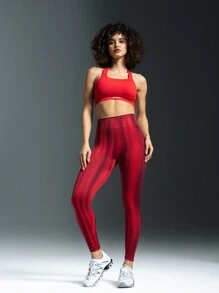 Powerista Bộ đồ thể thao nữ màu đỏ liền mạch - Áo ba lỗ dây chéo và quần yoga bó sát để tập thể dục hàng ngày & tập gym cho ngày lễ tình nhân Bộ đồ tập luyện cho nữ - Đỏ - Xem 7