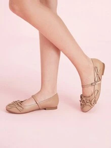 CUCCOO DOLLMOD Women Fashion Bow Decor Flat Shoes Valentines Valentine's Day - Brown - View 4