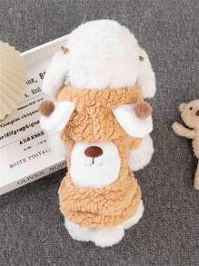 PETSIN Brown Cute Bear Plush Warm Pet Sweatshirt For Cats & Dogs, Suitable For Autumn/Winter