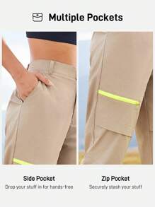 In My Nature Women's Front Button Pocket Casual Camping Hiking Pants, Minimalist Design