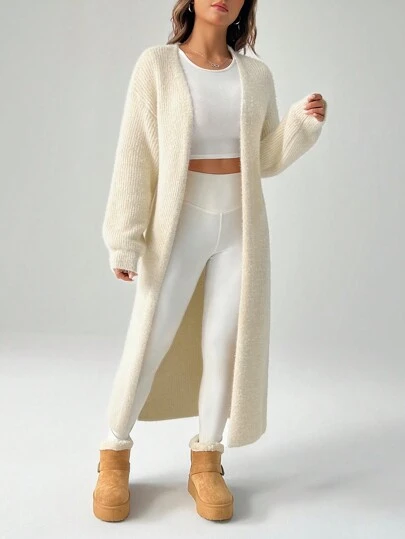 SHEIN PETITE Women's Warm Cardigan For Outings In Autumn And Winter,Knitted Sweater