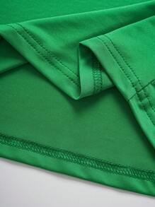 SHEIN Unity Women's Spring/Summer Colorblock Collared Long Sleeve Casual T-Shirt Graphic Tees Women Tops For Spring Outfit Fall Cloth For Women - Green - View 6