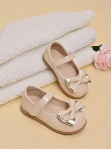 Toddler Girls' Comfortable Versatile Bow Decor Princess Flat Shoes, Suitable For Spring/Summer