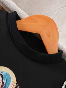 Bluza z nadrukiem Virgin Mary dla dziewczynek, wygodna, z okrągłym dekoltem i długim rękawem, odpowiednia na jesień/zimę