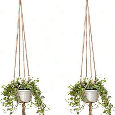 1/2/3/4PCS Brown Rope Plant Hanger With Hook Multi Size Indoor Outdoor Hanging Basket Decor Boho Home Garden Wall Macrame Plant Holder Shelf Decoration