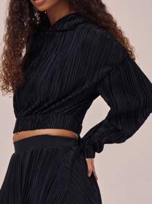 Musera Sport Plisse Zip Through Cropped Sweatshirt