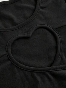 ROMWE Grunge Punk Top sexy pentru scenă, cu imprimeu leopard, cu inima scobită Y2K, pentru femei - Negru - Vizualizare 4