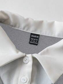 Lunelith SHEIN Lunessa Women Patchwork Turn-Down Collar Long Sleeve Short Casual Dress