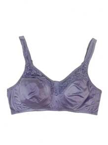 1pc Plus Size Purple Non-Underwire Sheer Bralette, Lift - Purple - View 6