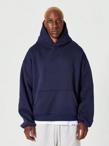 SUMWON Regular Fit Essential Overhead Hoodie - Navy Blue - View 1