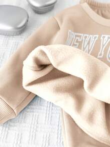 Cozy Pixies 2pcs/Set Baby Boy Letter Print Crewneck Long Sleeve Sweatshirt And Elastic Cuff Pants Clothes Set - Multicolor - View 7