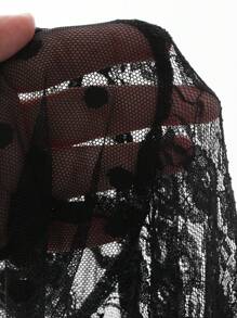 DAZY Camisón sexy de mujer con contraste de encaje, lunares y tiras de malla