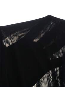 INAWLY Camiseta casual de mujer de unicolor con cuello de lazo - Negro - Ver 7