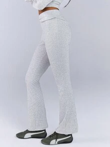 Athîral Women Casual Solid Color Long Sleeve Top And Leggings 2 Pieces Outfit - Light Grey - View 6