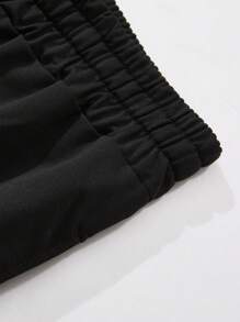 Manfinity EMRG Men's Letter Print Drawstring Waist Wide Leg Young Street Casual Sweatpants - Black - View 3