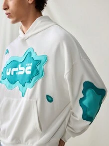 Manfinity VCAY 男士针织休闲宽松长袖连帽衫，适合秋冬 - 白色 - 查看 5