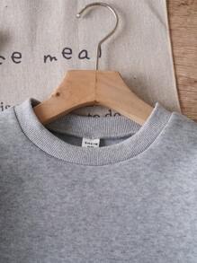 SHEIN Tween pentru fete ocazional, la modă, drăguț, decor cu fundă, hanorac confortabil cu decolteu