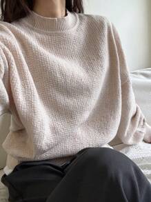 Dazy-Less Suéter de punto holgado de cuello alto y unicolor para mujer, ropa de mujer de otoño