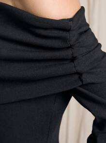 AiiRZ Vestido mini con hombros descubiertos y dobladillo abultado - Negro - Ver 5