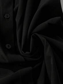 EMERY ROSE 休闲优雅可爱女装时尚百搭热品纯色面料彼得潘领开衫，弹力短袖拼色黑白设计长裙，加大码，适合春、夏、秋季