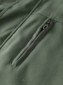 Manfinity Homme Men's Cargo Jacket Outdoor Hooded Jacket With Thermal Lined - Army Green - View 5