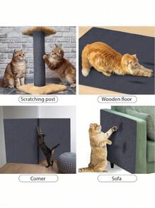 Cat Scratching Pad Scratcher Mat, Durable, Resistant To Scratch, Wall Mounted - Multicolor - View 4