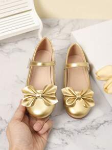 Fashionable Bowknot Flat Shoes For Girls, Autumn/Winter - Gold - View 4