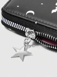 ROMWE Gothic Dark Bat Print Compact Wallet, Halloween - Black - View 3