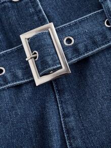 SHEIN MOD 女士休闲牛仔无袖吊带连体裤