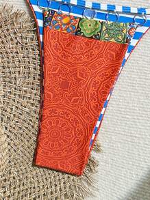 Swim SXY Summer 2pcs/Set Women Bohemian Floral Print Splicing Sexy Spaghetti Strap Bikini Swimwear - Multicolor - View 6