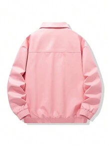 Chillumni Men's Flap Pocket Zipper Front Jacket - Pink - View 2
