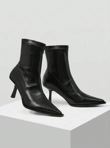 CUCCOO BIZCHIC Women's Fashionable Pointed Toe Stiletto Heel Ankle Boots, Suitable For Autumn/Winter New Year Holiday Valentine's Day Spring Shoes - Black - View 5