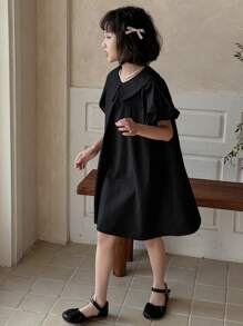 DAZY فستان كاجوال وأنيق للفتيات المراهقات بياقة بولو وأكمام قصيرة، لون سادة لليوم النتيجة