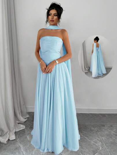 Selianne Women's Elegant Party Solid Strapless Dress