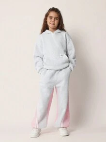 SUMWON Pantalon de jogging décontracté gris et rose pour jeunes filles dans le style des années 90