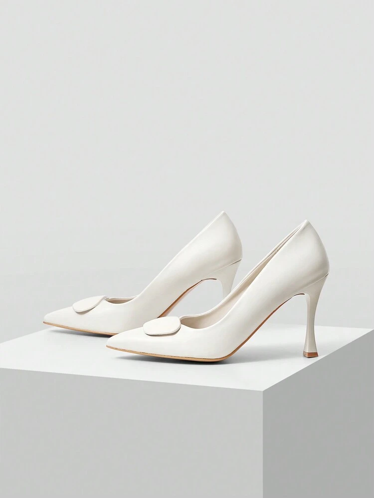 Zapatos cómodos para mujer con tacón alto de punta fina, hebilla cuadrada versátil y elegante, ideales para el Día de San Valentín