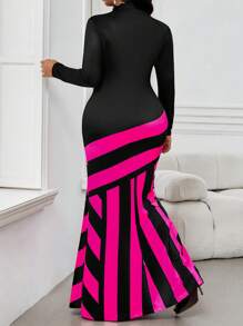 SHEIN Lady Vestidos elegantes de punto con cuello alto estilo sirena de talla grande para primavera, verano, otoño e invierno, atuendos de vacaciones para mujeres, ropa para el Día de San Valentín, atuendos de fiesta de Año Nuevo, vestidos de San Valentín, atuendos festivos para mujeres