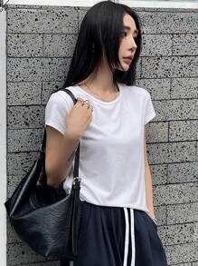 DAZY Basic Casual Solid Color Office Lady T-Shirt For Women, Spring/Summer