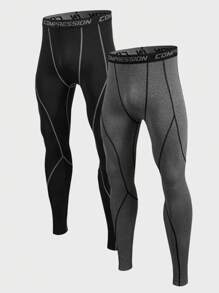 Gym Rark 男式撞色边饰字母针织腰带运动紧身裤 - 彩色 - 查看 1