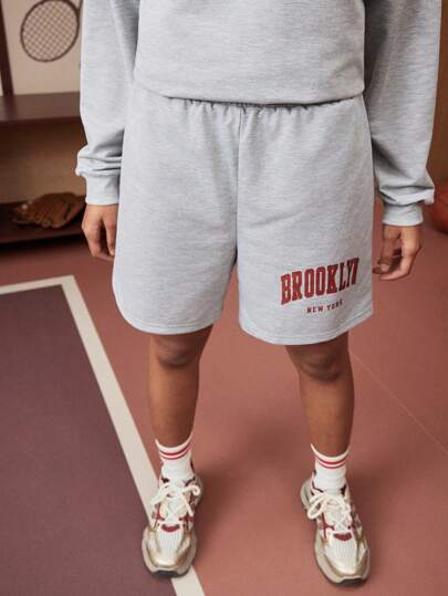 SHEIN Explorewe 1 件女孩和青少年女孩学院风休闲短裤，时尚、舒适、百搭，适合春夏季户外穿着