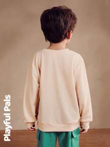 SHEIN 1 pieza Sudadera con estampado de linterna lunar gráfica tradicional para niño pequeño, linda/vintage/juguetona, básica casual para cualquier ocasión, primavera/verano, cálida sudadera árabe - Albaricoque - Ver 2