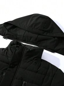 Manfinity Homme Men's Loose Fit Hooded Padded Coat - Black - View 7