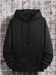 Manfinity Dauomo Men's Spider Web & Slogan Vintage Pattern Long Sleeve Hoodie - Black - View 2